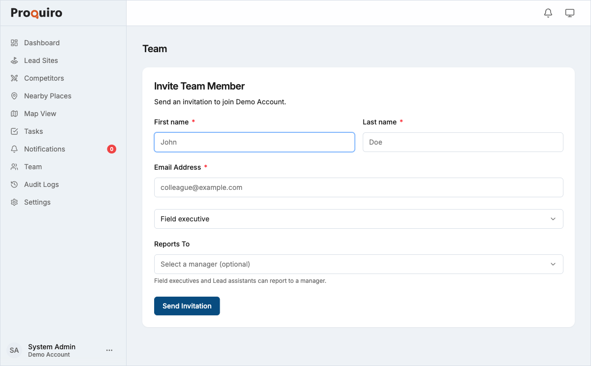 Invite member dialog
